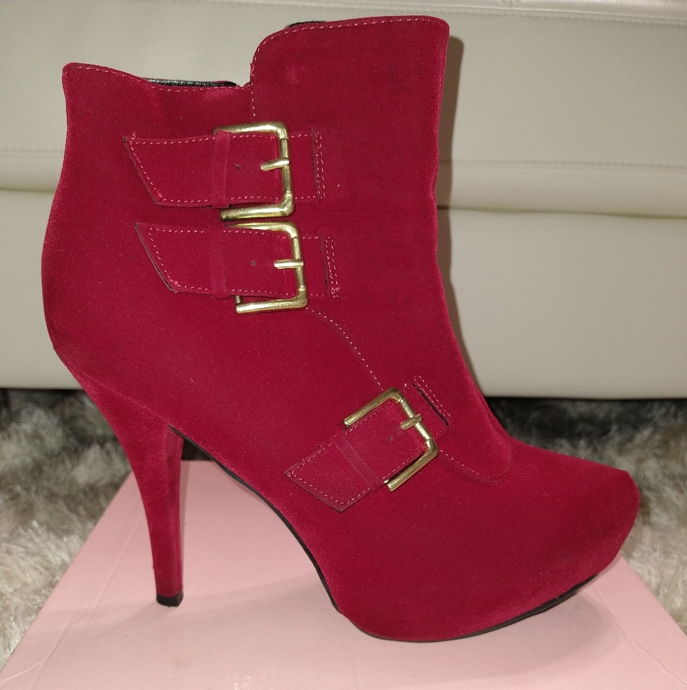 Red Suede Booties